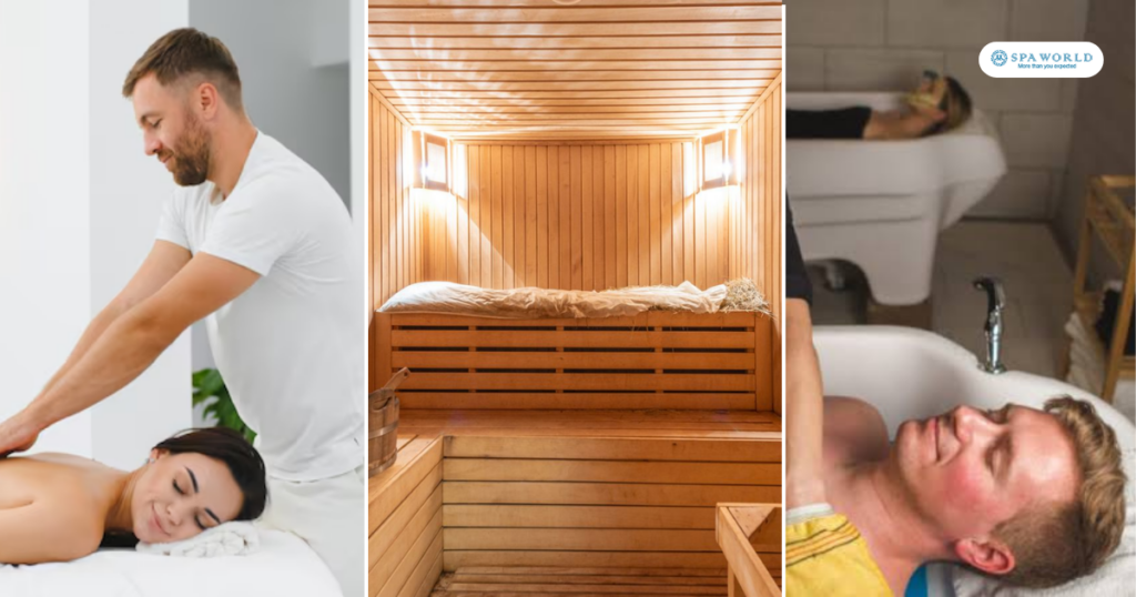 massage vs sauna vs body scrub